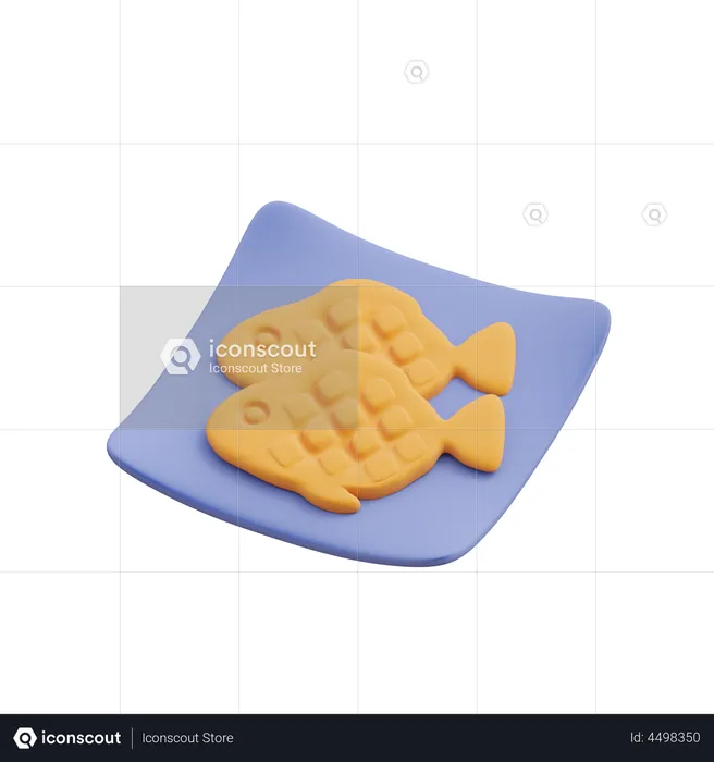 Fish in a plate  3D Illustration