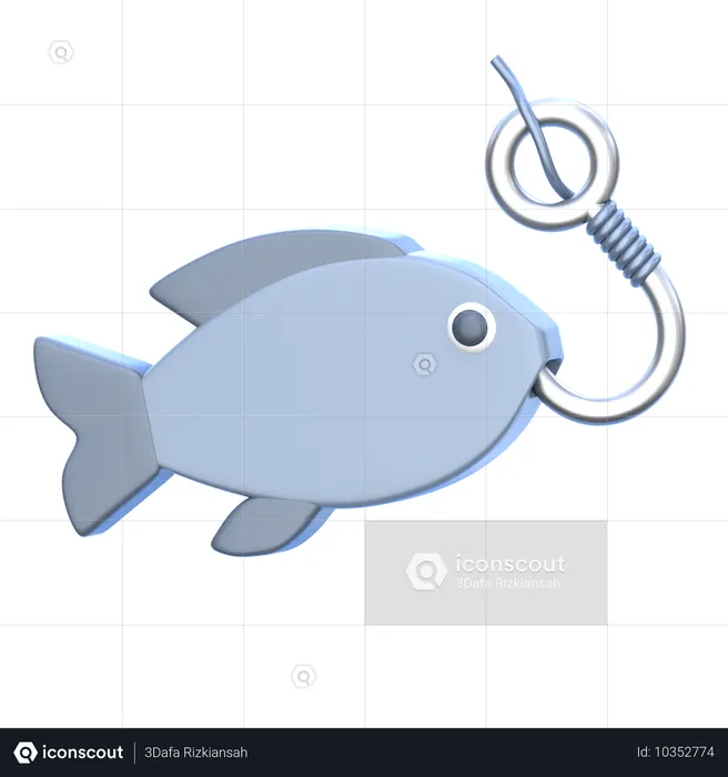 Fish On Hook  3D Icon