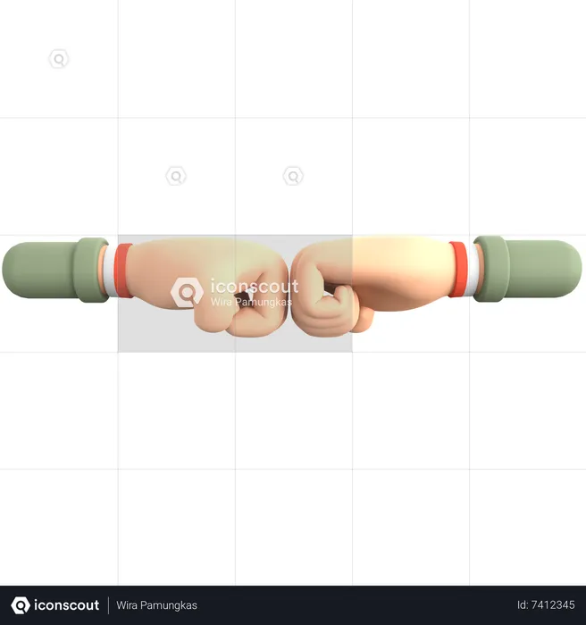 Fist Bump With Red And White Bracelet  3D Illustration