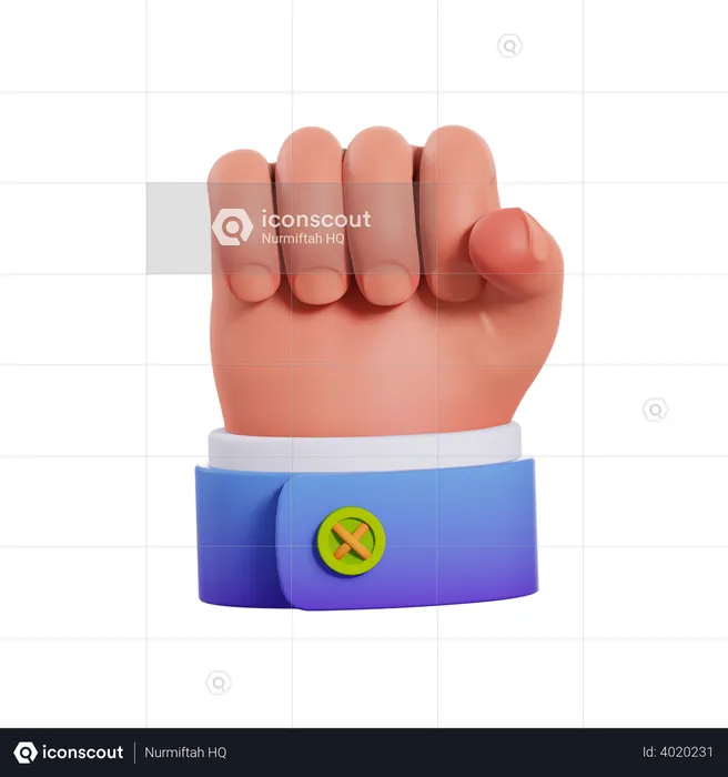 Fist hand gesture  3D Illustration