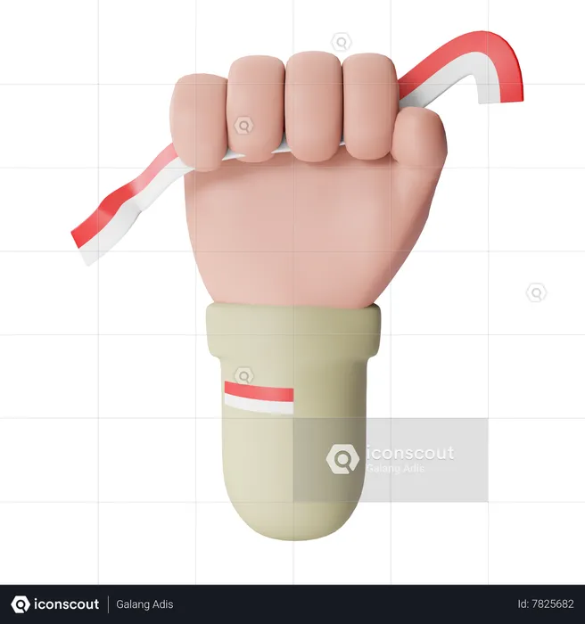 Fist Hold Indonesia Flag  3D Illustration