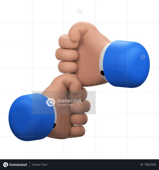 Fist Over Fist Hands Gesture  3D Icon