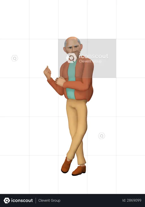 Fit old man  3D Illustration
