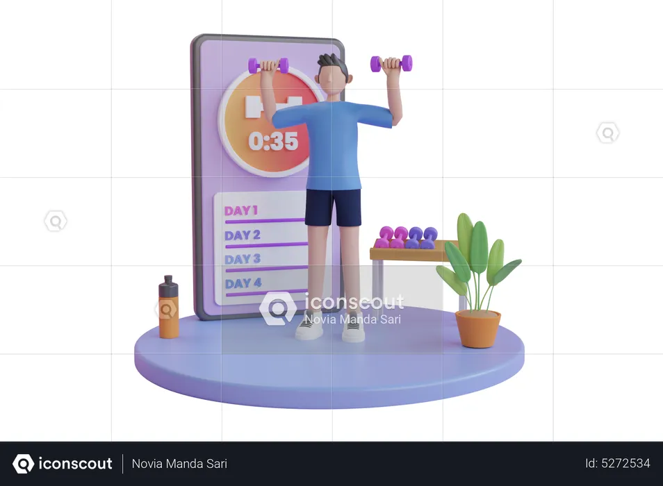 Fitness App  3D Illustration