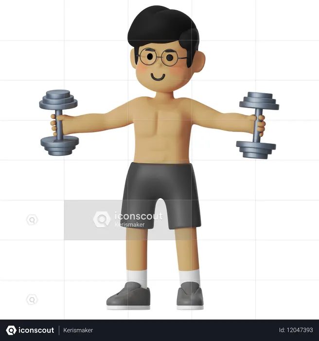 Fitness Dumbbell Fly  3D Illustration