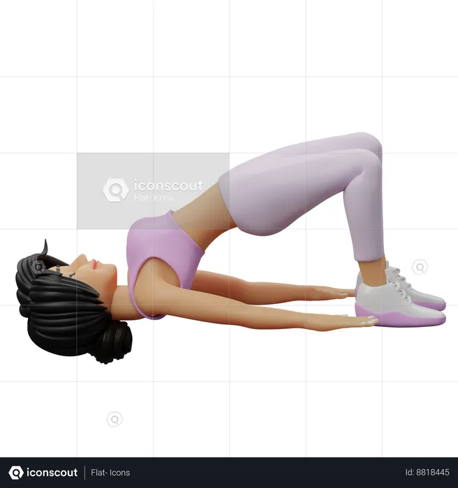 Fille de remise en forme faisant la pose du pont  3D Illustration