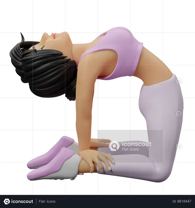 Fitness Girl Doing Camel Pose  3D Illustration