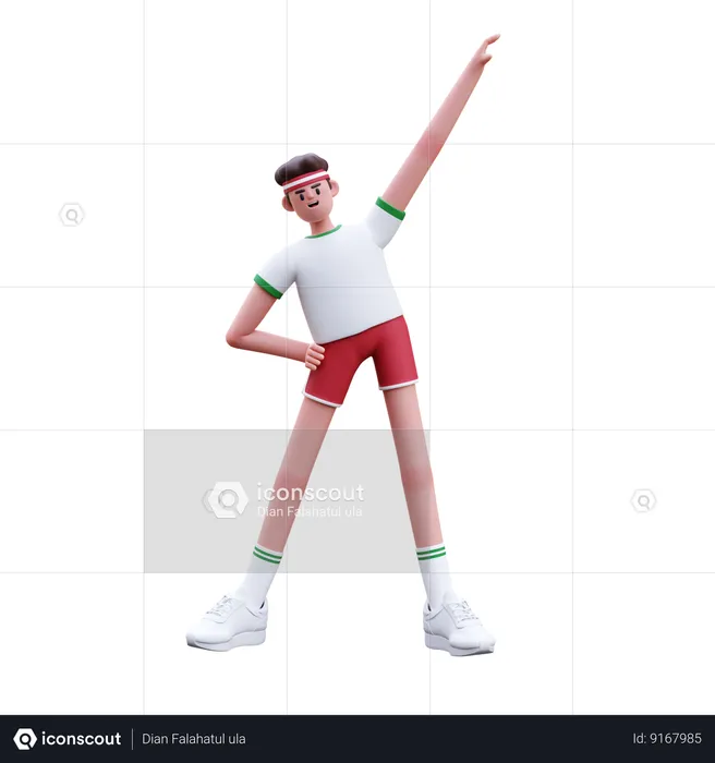 Homme de remise en forme faisant des exercices d'étirement  3D Illustration