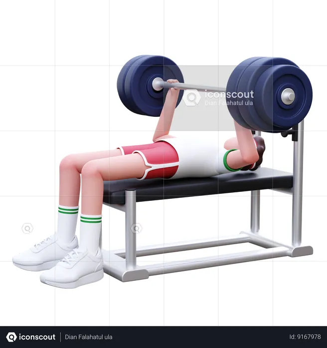 Fitness Man Doing Bench Press Exercise  3D Illustration