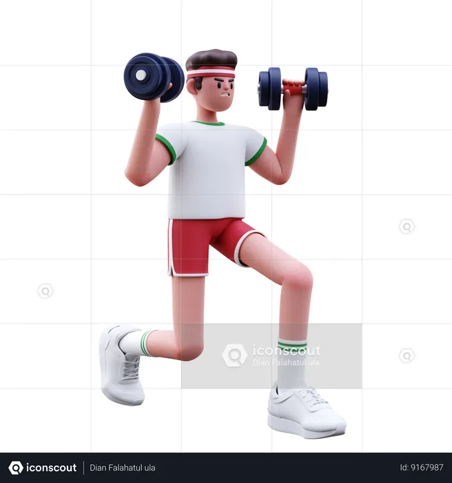 Fitness Man Doing Dumbbell Exercise  3D Illustration