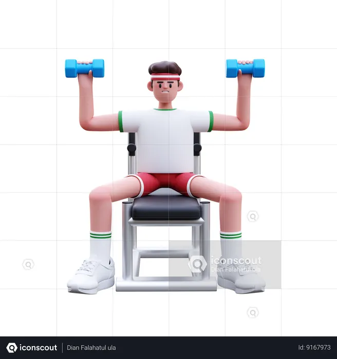 Fitness Man Doing Dumbbell Exercise  3D Icon