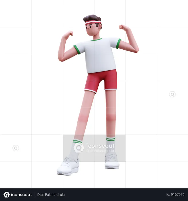 Fitness Man Doing Muscle Pose  3D Illustration