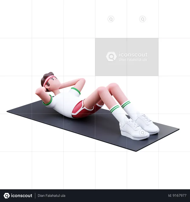 Fitness Man Doing Sit Up  3D Illustration