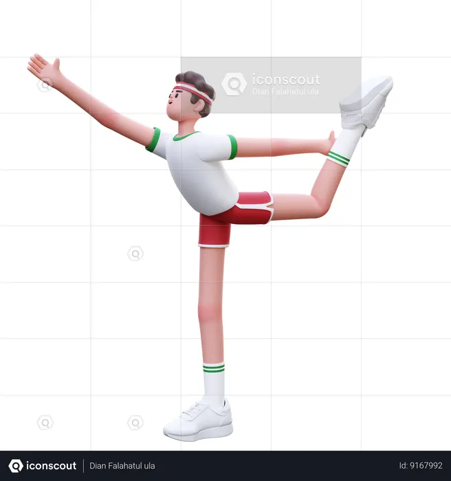 Fitness Man Doing Yoga Pose  3D Illustration