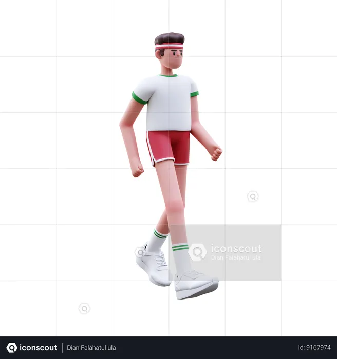 Fitness Man Walking  3D Illustration