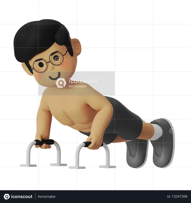 フィットネス腕立て伏せ  3D Illustration