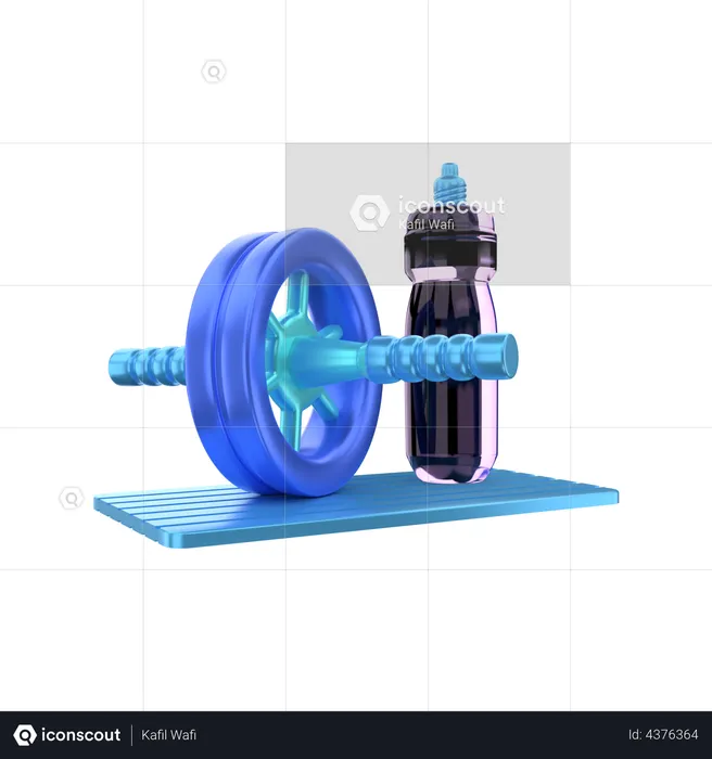 Fitness Roller With Drink Bottle  3D Illustration