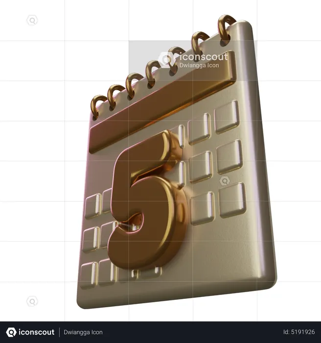 Five Calendar 3D Icon download in PNG, OBJ or Blend format