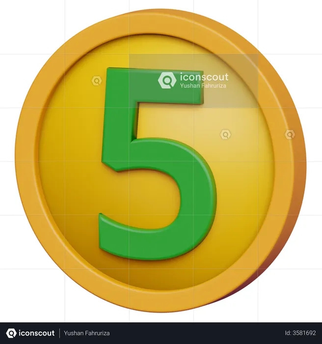 Five Coin  3D Icon