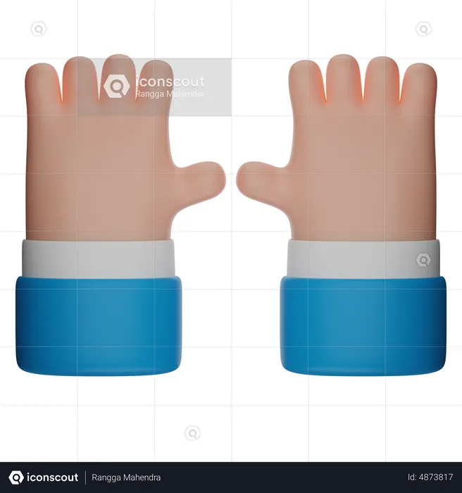 Five Fingers Open Hand Gesture  3D Icon