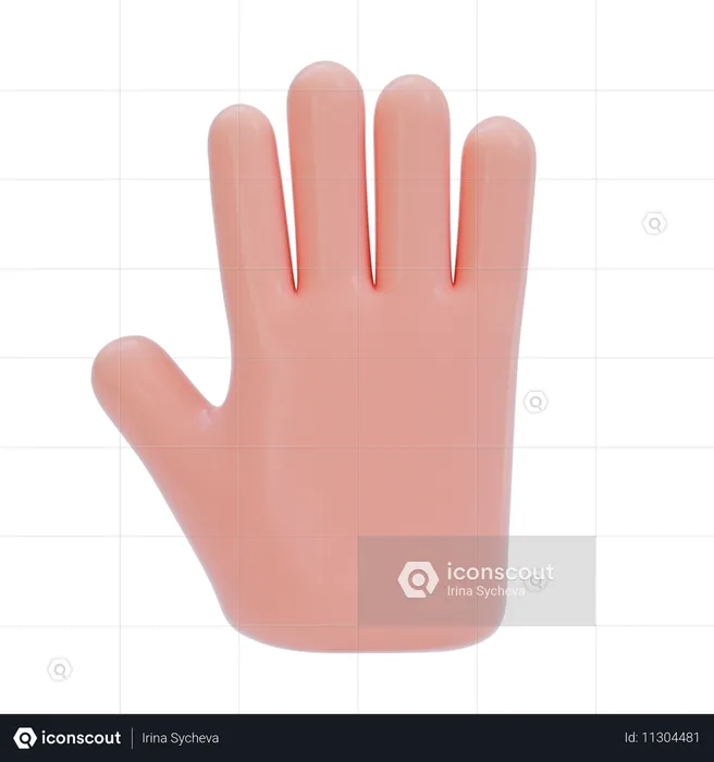 Five Number Hand Gesture Emoji 3D Icon