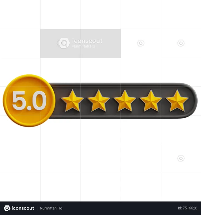 Five Of Five Star Rating  3D Icon