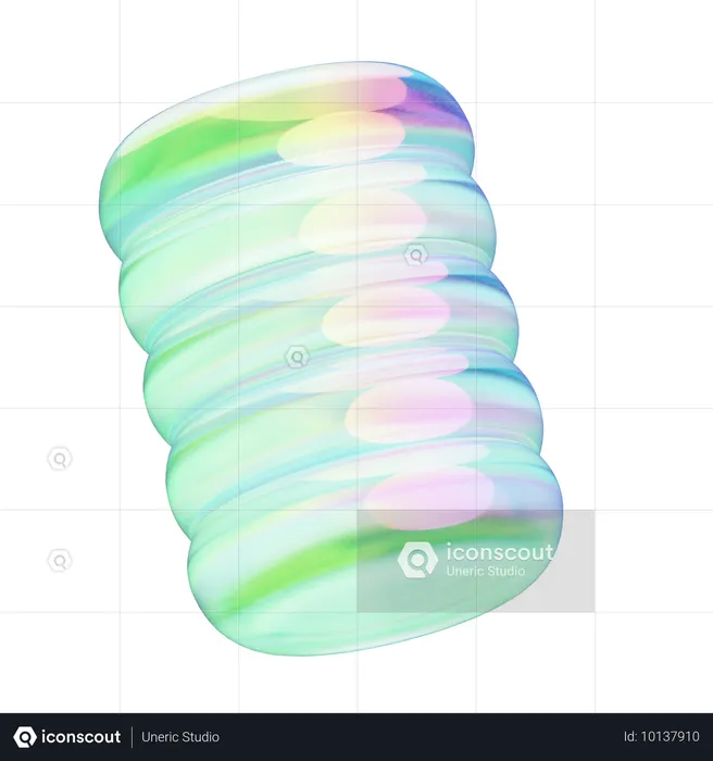 5개의 쌓인 둥근 크롬  3D Icon