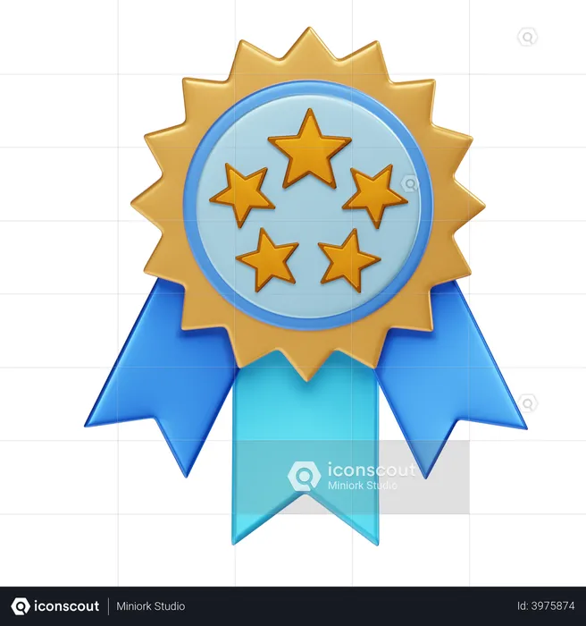 Five Star Badge  3D Illustration