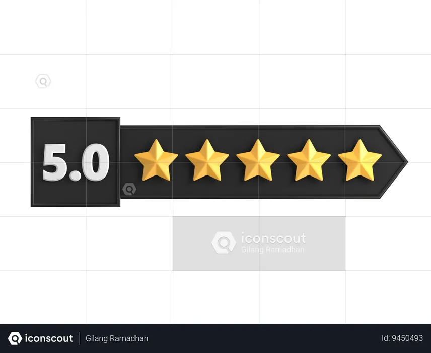 Five Star Rating Label  3D Icon