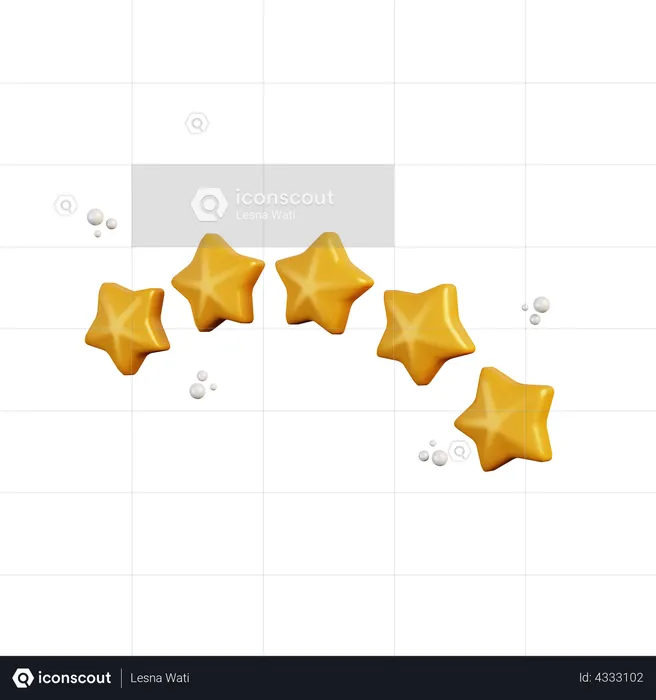 Five Stars Rating  3D Illustration