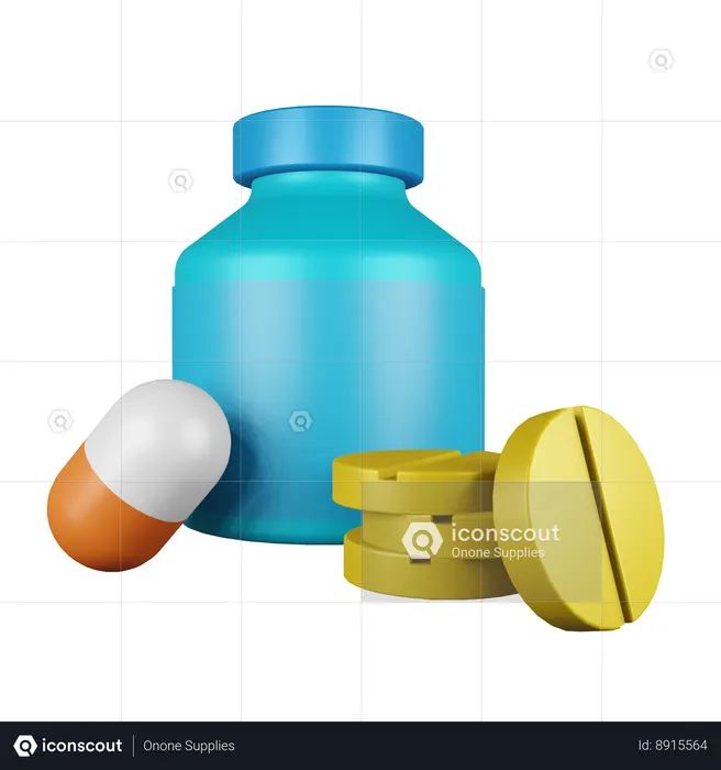 Bouteille de pilules  3D Icon