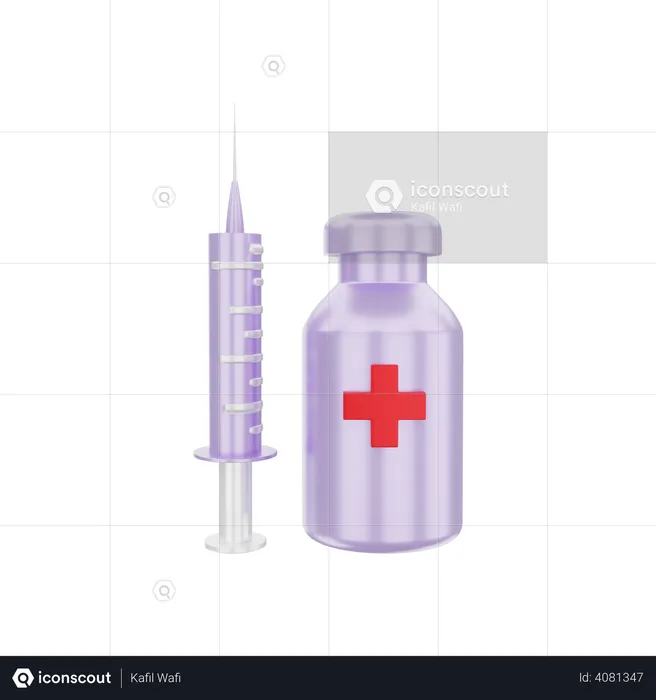 Bouteille de vaccin  3D Illustration