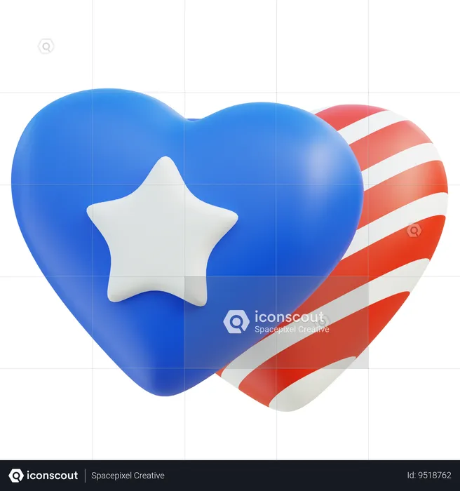 Flag Heart  3D Icon