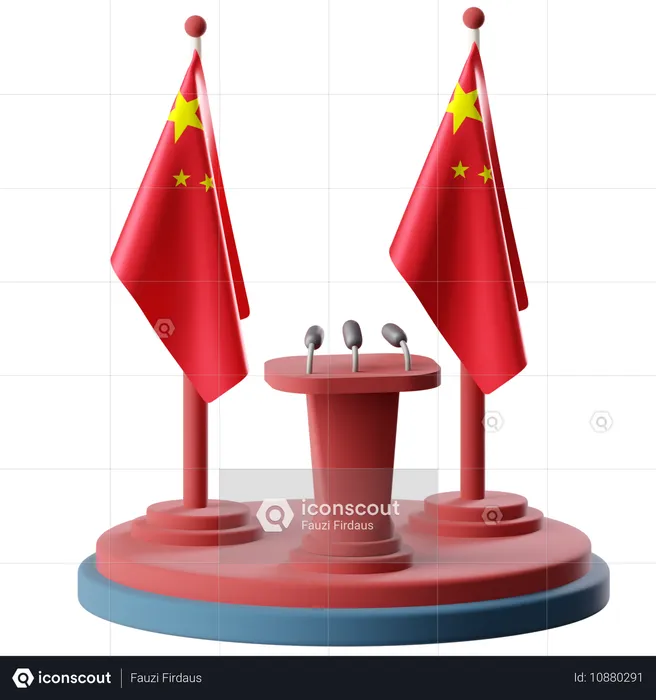 Flag Of China  3D Icon