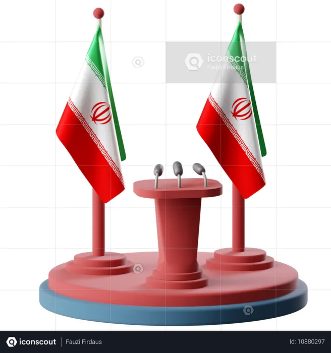 Flag Of Iran  3D Icon