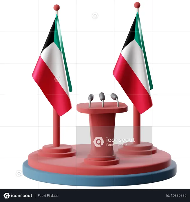 Flag Of Kuwait  3D Icon