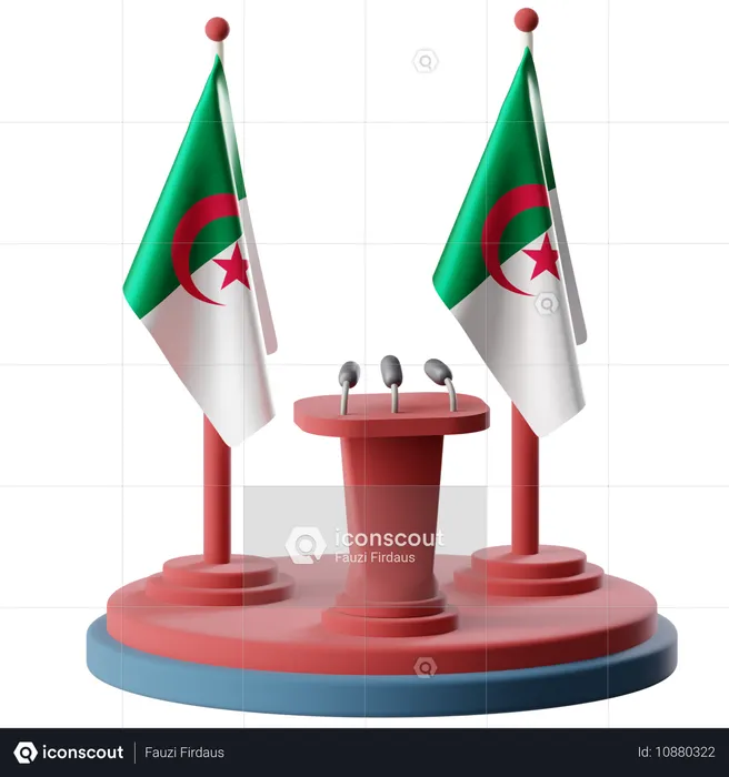 Flagge von Algerien  3D Icon