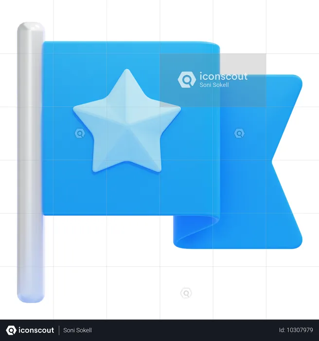 Flagge mit Stern  3D Icon