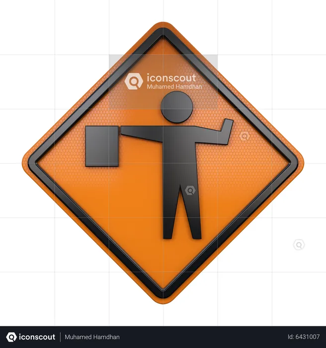 Flagger Sign  3D Icon