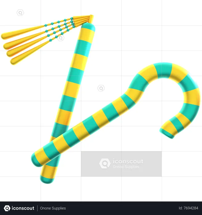 Flail And Crook Emoji 3D Icon