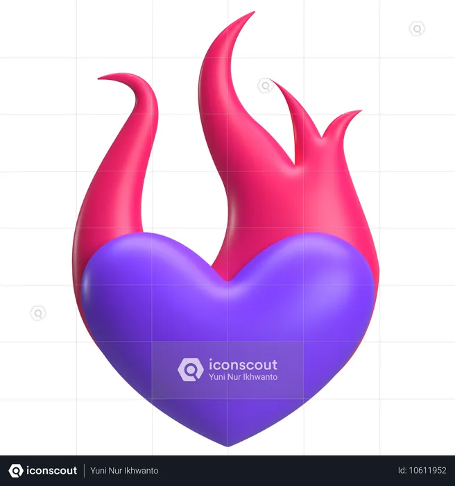 Flaming Heart  3D Icon