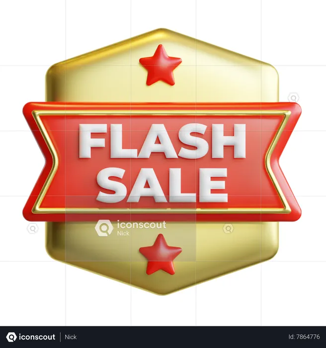 Flash Sale Badge  3D Icon