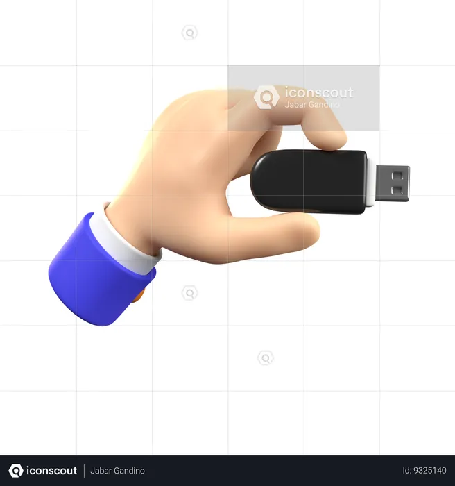 Mão segurando o flashdisk  3D Icon