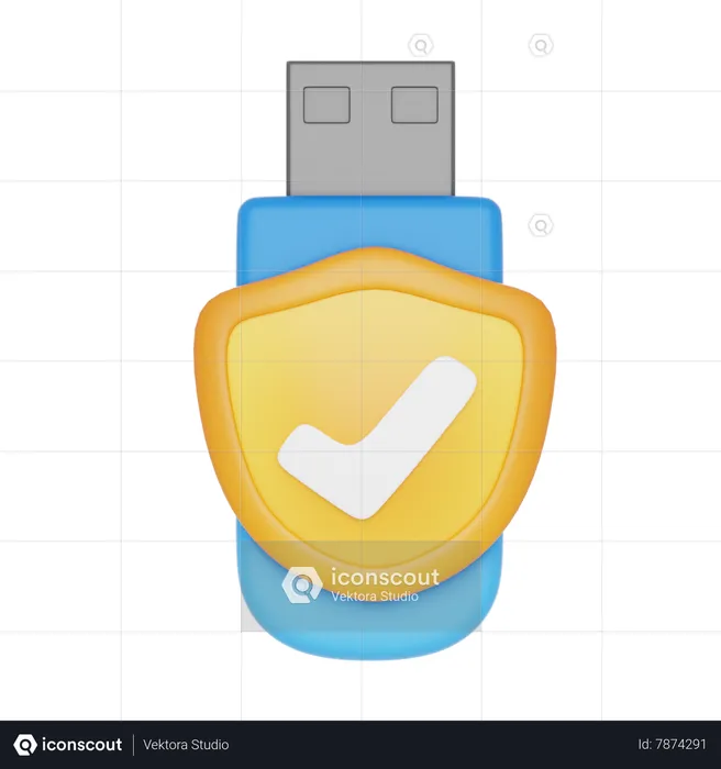 Flashdisk Security  3D Icon