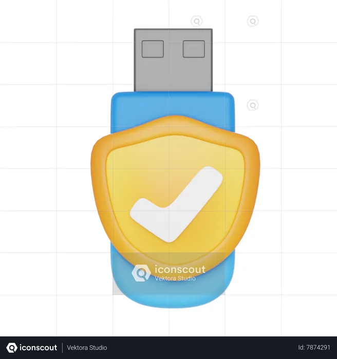 Segurança do disco flash  3D Icon