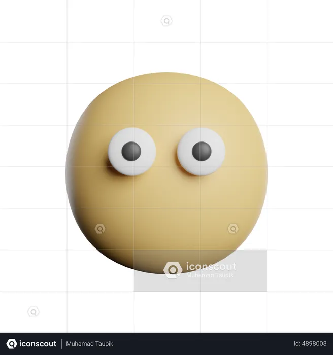 Flat Face Emoji 3D Icon