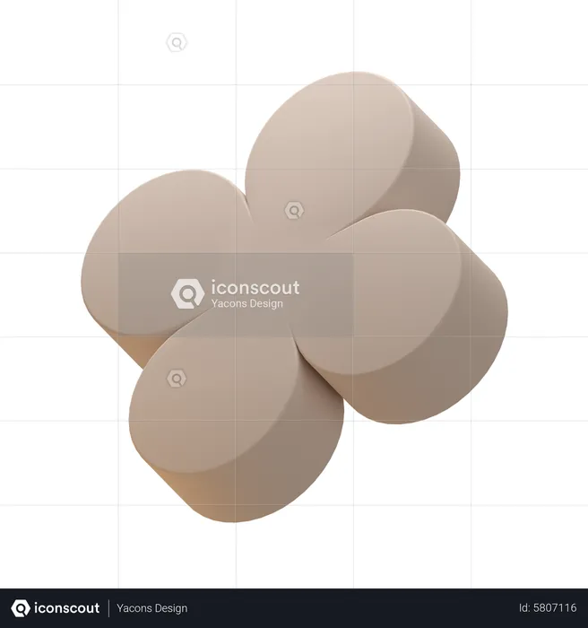 Flat Flower Abstract Shape  3D Icon