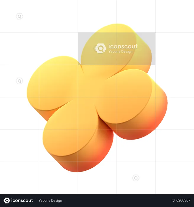 Flat Flower Abstract Shape  3D Icon