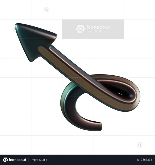 Flecha curva  3D Icon