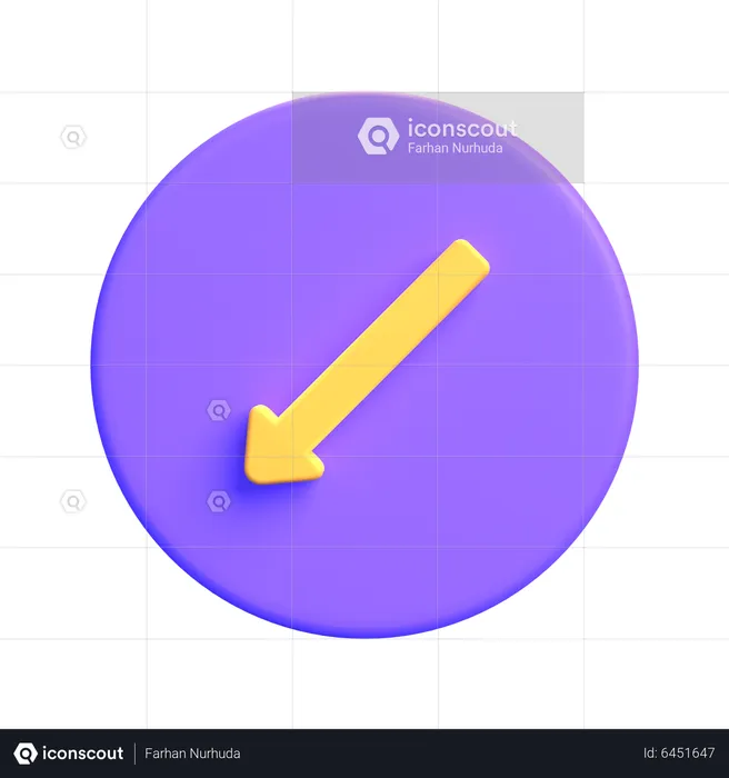 Flèche en bas à gauche  3D Icon